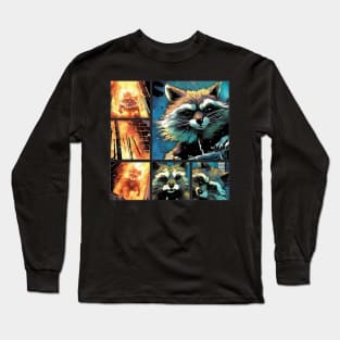 Street Cats need your Support - Vintage Raccoon Comic Cartoon Sticker T-shirt Long Sleeve T-Shirt